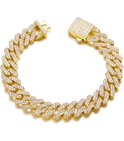 Amazon.com: kelistom Cuban Link Iced Out Rhinestone Filled Chain